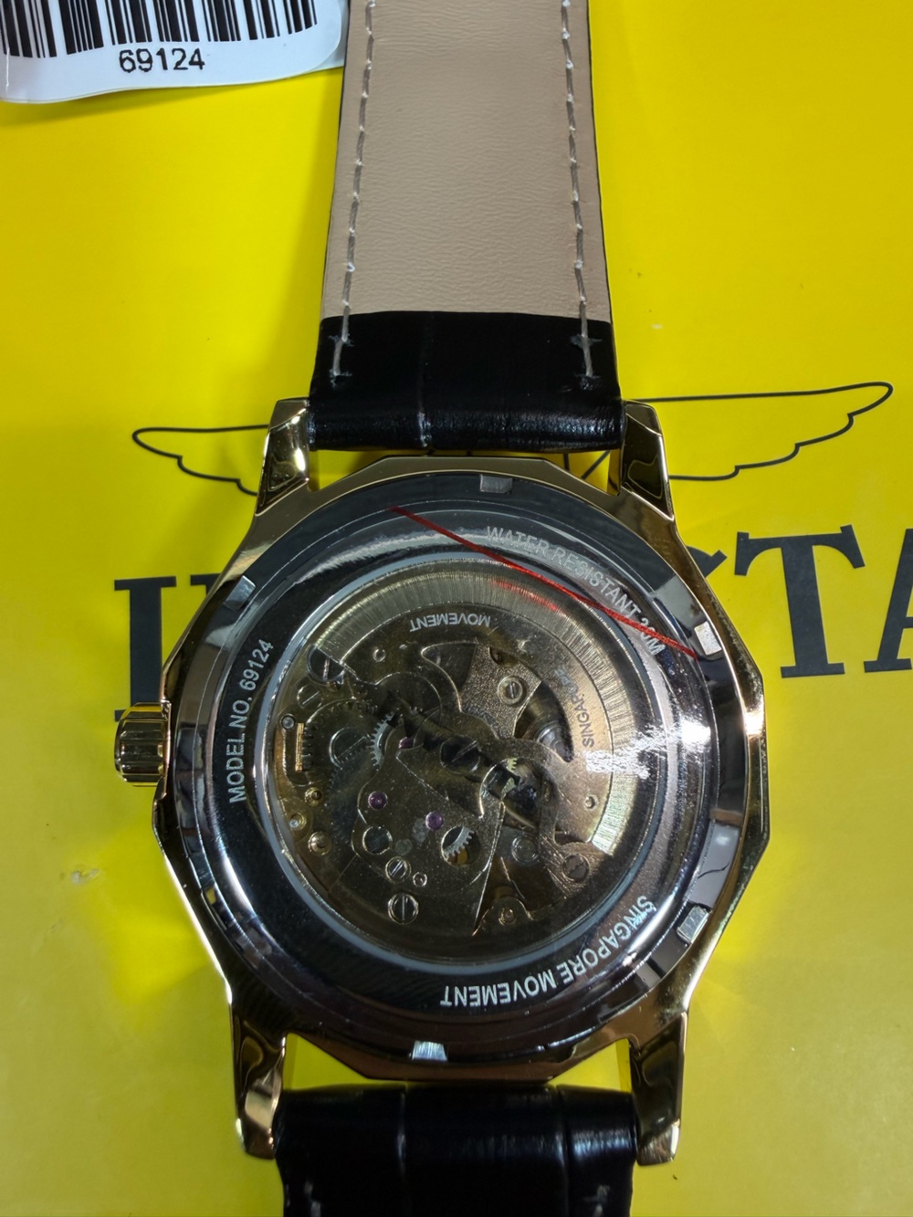 Invicta Objet D Art Epigraph Automatic Gold Skeleton Dial Watch Black Strap New - Picture 6 of 11